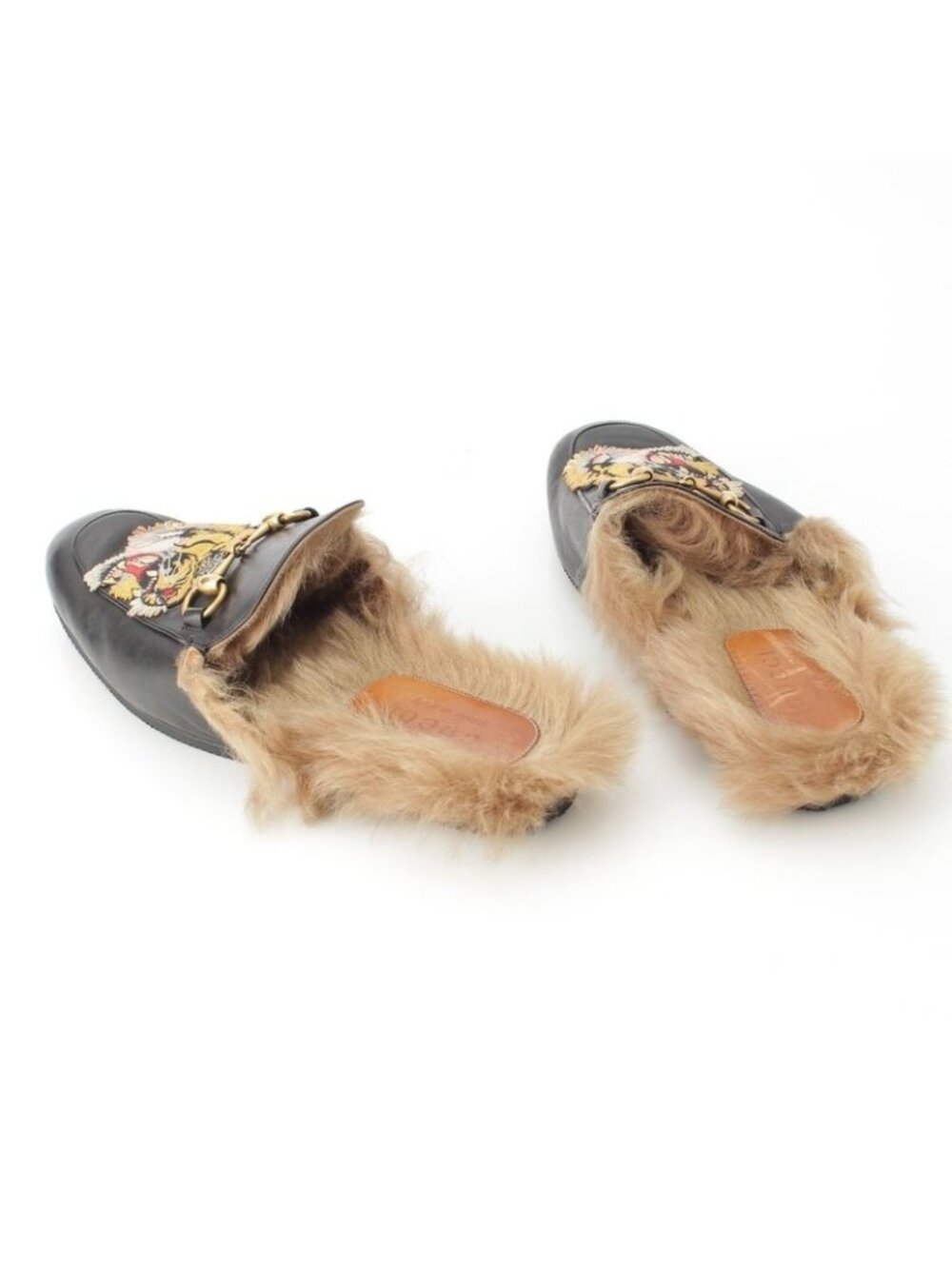 ★SOLD★ Gucci Leather Furbit Tiger Pattern Slip on Loafers Black - Picture 4 of 10